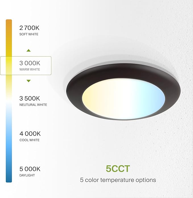 ASD 6 Pack LED Disk Lights 6 Inch, 15W 5CCT 2700K-5000K 1245LM CRI90+, Dimmable - Image 6