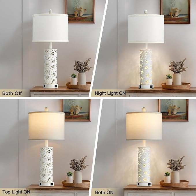 Set of 2 Rustic Table Lamps for Living Room Bedroom, Vintage Farmhouse - Image 7