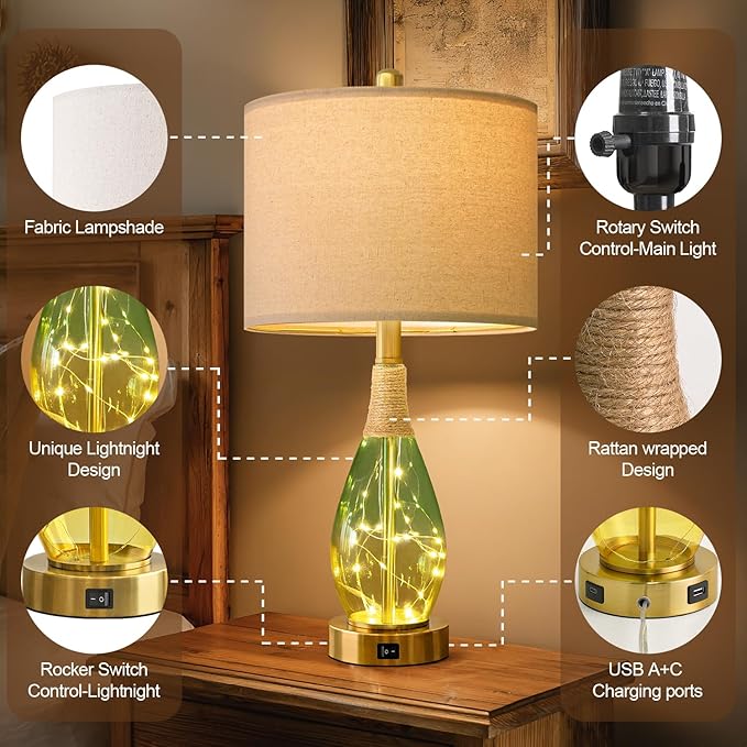 OYEARS 23" Table Lamps Set of 2, Farmhouse Lamps - Image 5