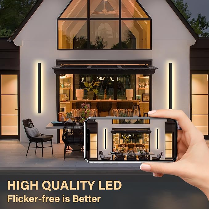 Modern Outdoor Wall Light, 39.4Inch Black LED Dimmable IP65 Waterproof - Image 5