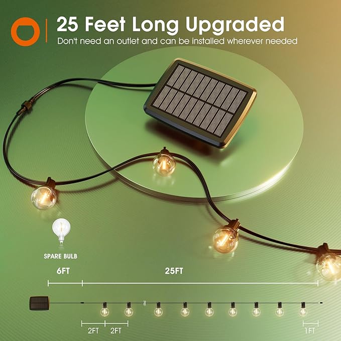 addlon 25FT Solar Powered Outdoor String Lights Waterproof - Image 7