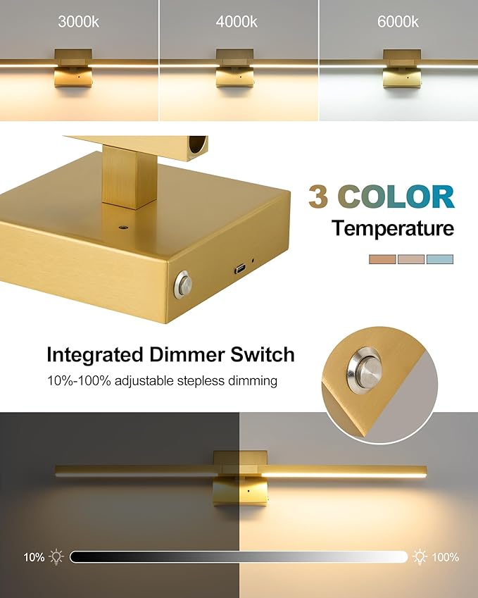 36 Inch 8000mAh Rechargeable Battery Operated Wall Sconce Set of Two, - Image 2