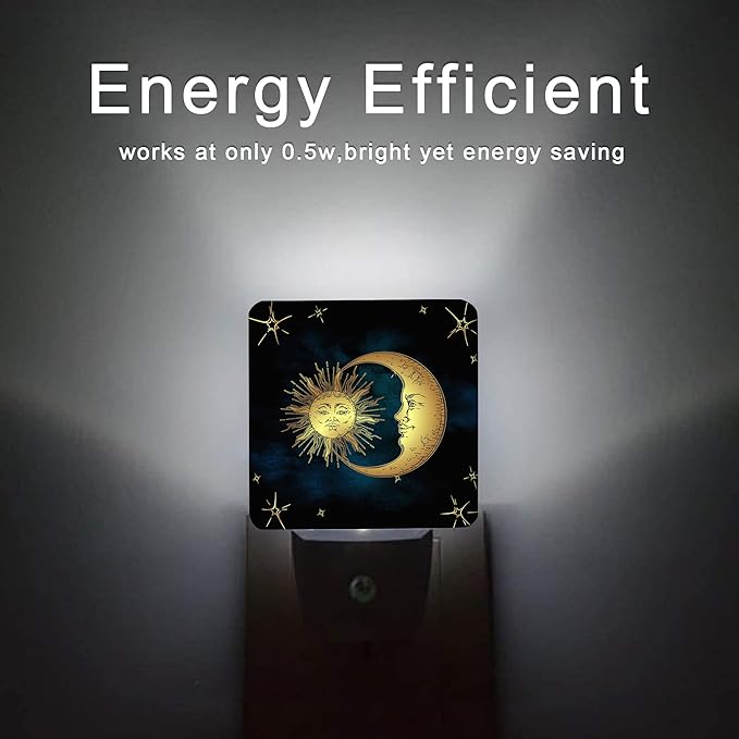 Celestial Moon Golden Sun Night Light, Boho Chic Stars Night Lights Plug into - Image 6