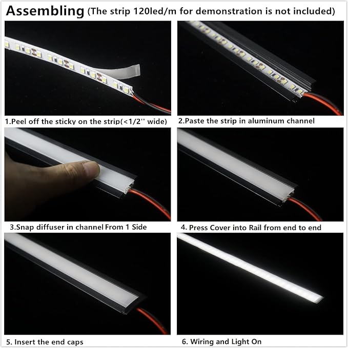 Recessed LED Strip Black Channel Diffuser 10-Pack 6.56FT, 23.5X7MM Tape Track - Image 6