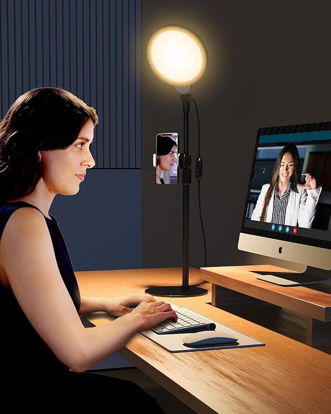 7" Ring Light with Stand for Desk, 3000K-6500K, 30 Lighting Modes for Video - Image 8