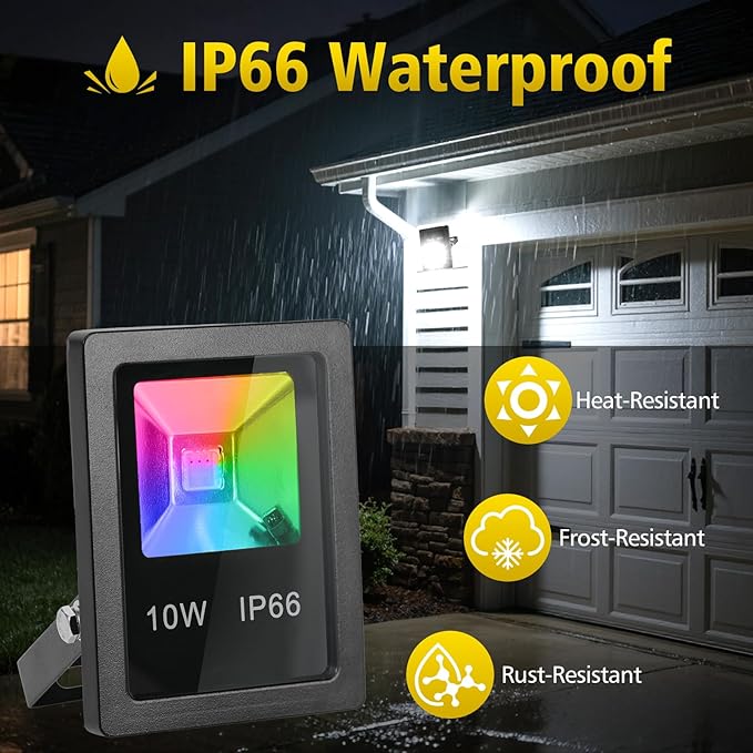 T-SUN Christmas Led Mini Flood Light Outdoor, 10W RGB Color Changing Waterproof - Image 4