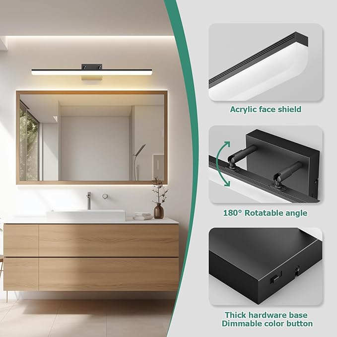 Black Vanity Light 31.5" Long 24W LED Bathroom Light Bar - Image 8