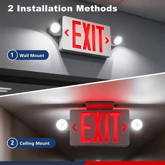 Exit Sign with Emergency Lights, LED Emergency Exit Light with Battery Backup - Image 7