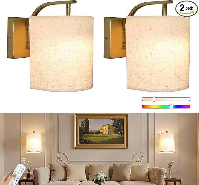 Battery Operated Wall Sconces Set of 2 Rechargeable Wall Lights by Laiebri