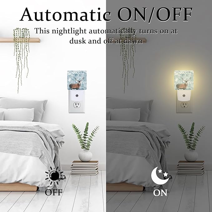 Red Deer in Winter Forest Night Light Plug into Wall, Beautiful Christmas - Image 6
