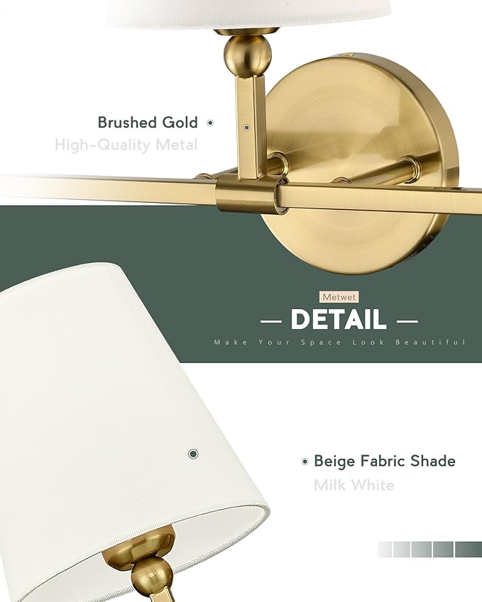 Bathroom Light Fixtures, Brushed Gold Vanity Lights - Image 3