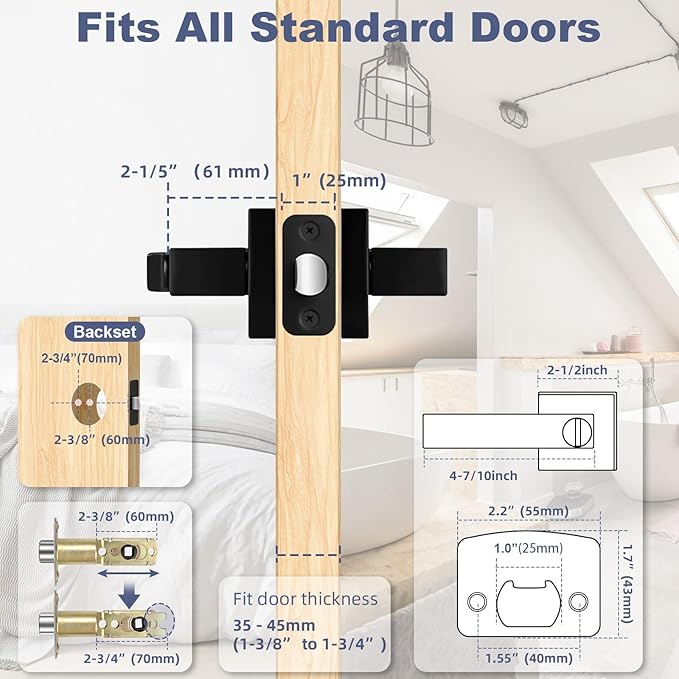 Estmoon 4 Pack Black Door Handles - Image 6