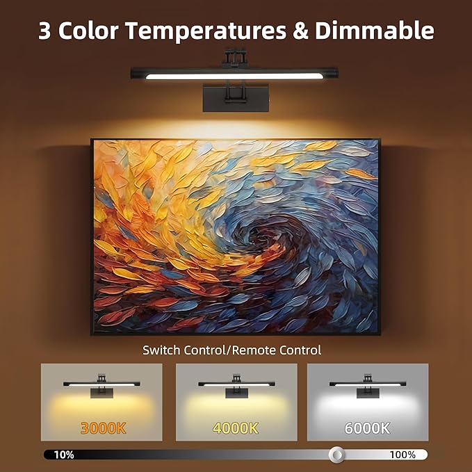 16“ Black Wireless Picture Lights - Image 2