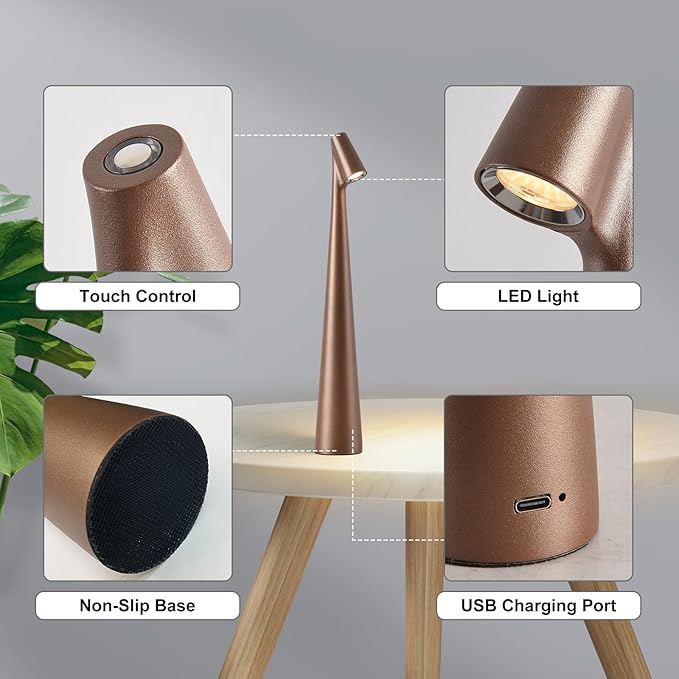 Cordless Small Table Lamps Set of 2, 3 Levels Brightness Portable Desk Lamp - Image 6