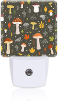 Colorful Forest Mushrooms Night Light Plug into Wall, Botanical Plants Leaves by sndheke