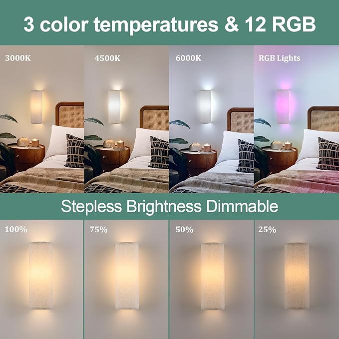 Adhesive Battery Operated Wall Sconce Set of 2, 5000 mAh Battery Rechargeable - Image 3
