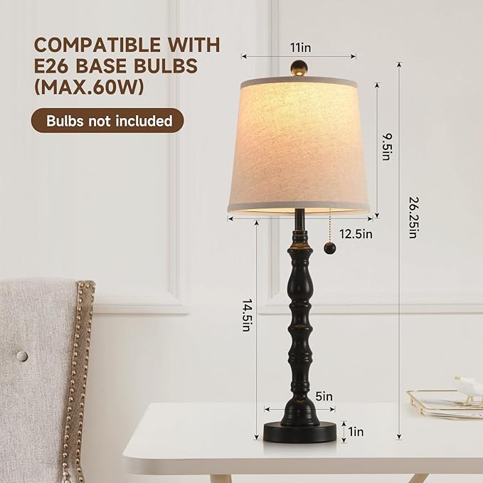 Terpsichore Lamps for Living Room Modern Farmhouse Table Lamp Bedside Reading - Image 7