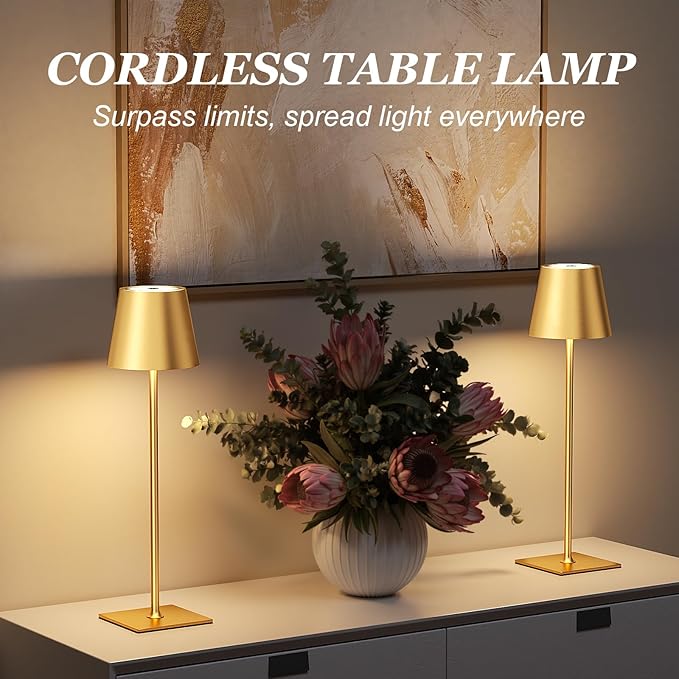 Kakanuo Gold Cordless Rechargeable Table Lamp 5000mAh Battery Operated Lamps - Image 4
