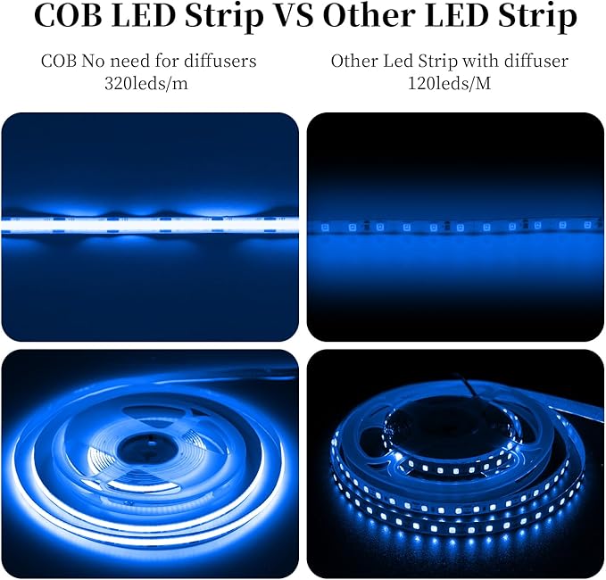 iNextStation 32.8ft/10M Bule COB LED Strip Light, DC24V CRI 93+ Bule Light Strip - Image 3