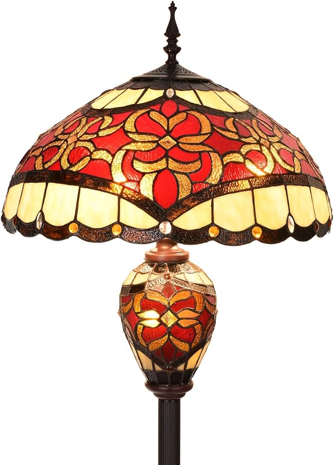 Bieye L10867 Baroque Tiffany Style Stained Glass Double Lit Floor Lamp by Bieye