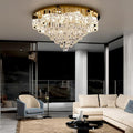 W32in Crystal Ceiling Chandelier Modern Gold Chandeliers Raindrop Crystal by FlashingGod