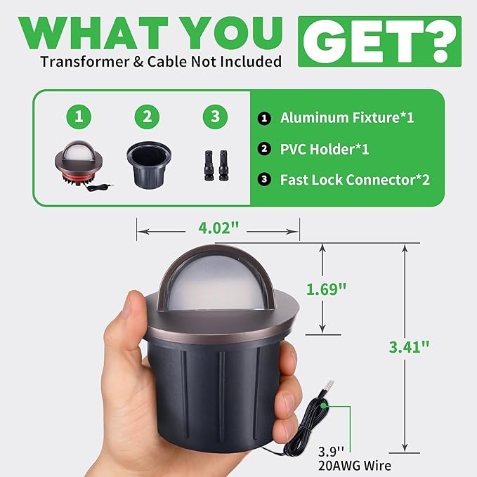 LED Well Light, 5 CCT Selectable In Ground Landscape Lights Low Voltage Outdoor - Image 8