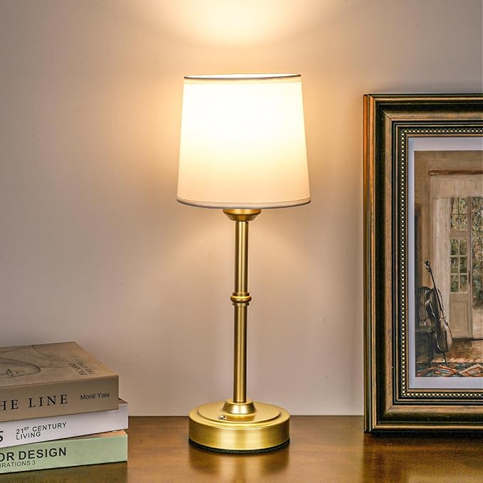 Gold LED Cordless Table Lamp Rechargeable-6000mAh Battery Operated Table Light by YogaretCeilingLight