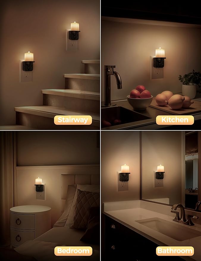 Flameless Candle Night Light, Night Lights Plug into Wall 2 Pack, LED Candle - Image 4