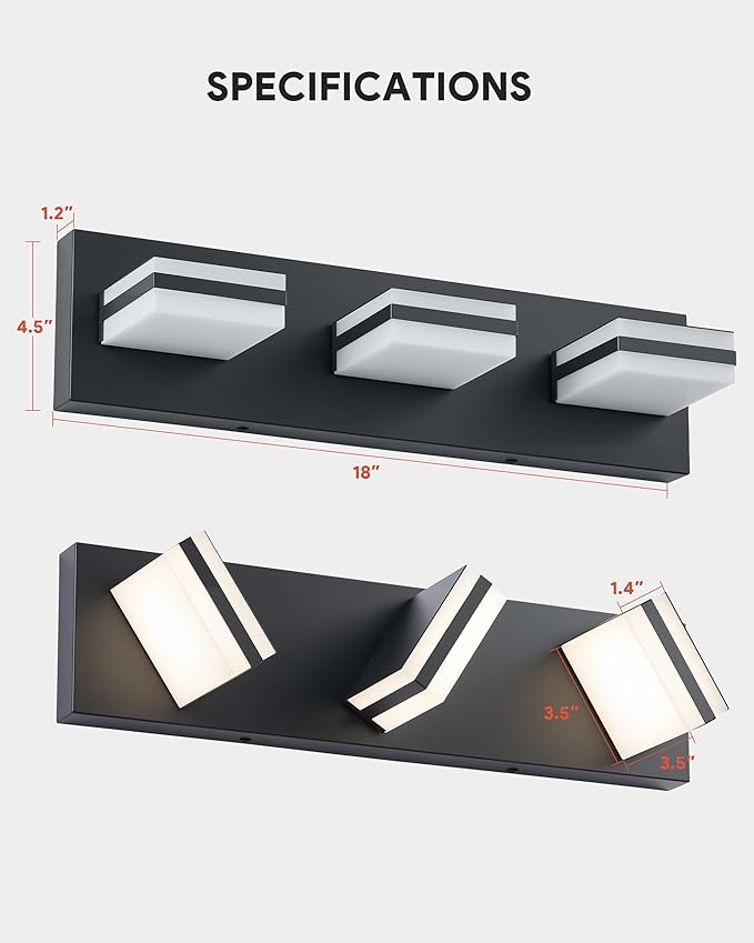 VONLUCE Bathroom Vanity Light Fixture, 3-Light Modern LED Vanity Lights - Image 6
