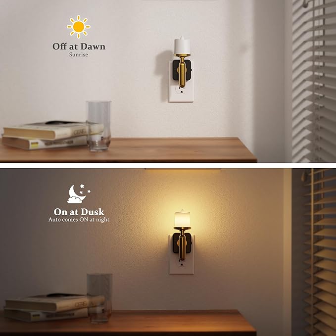 JandCase Candle Night Light, 2 Pack Night Lights Plug into Wall, 3000K Soft - Image 3