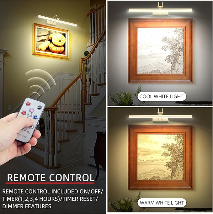 Picture Light, Picture Lights for Wall Cordless, Battery Wall Lights for - Image 2