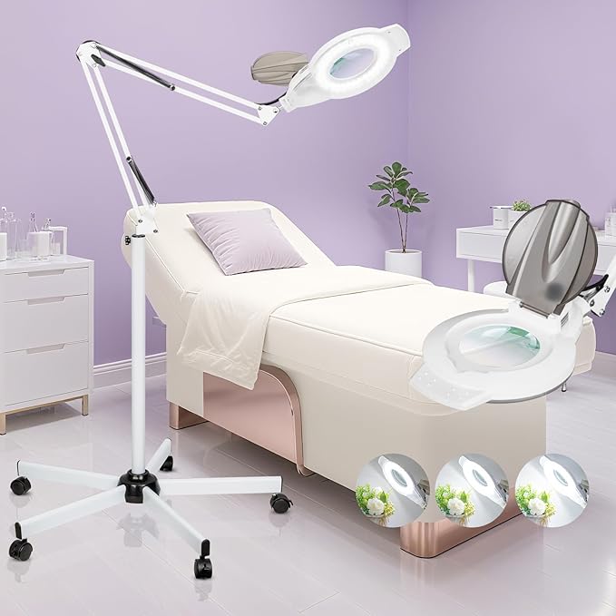 10X Magnifying Glass with Light and Stand, 2200 Lumens Dimmable Magnifying by NUEYiO