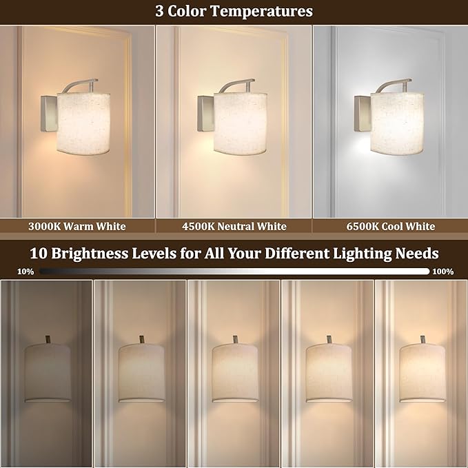 Wireless Wall Sconces Set of 2, Rechargeable Battery Operated Wall Lights - Image 4