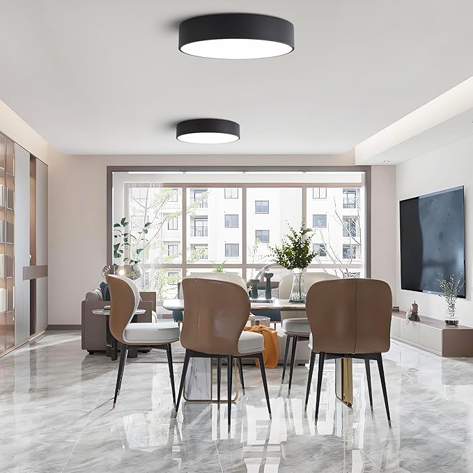 Modern Dimmable Round Black LED Large Flush Mount Ceiling Light Fixture - Image 2