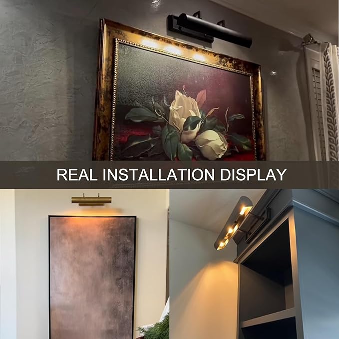 Picture Light for Wall 18" Black Picture Lights Hardwired 3-Light Bronze - Image 2