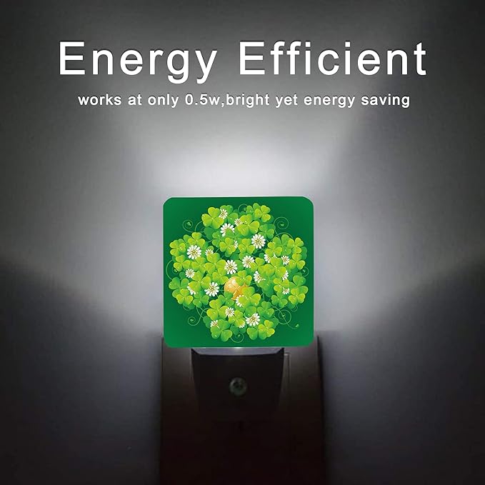 St Patrick's Day Night Light, Happy Green Clover Night Lights Plug into Wall - Image 6