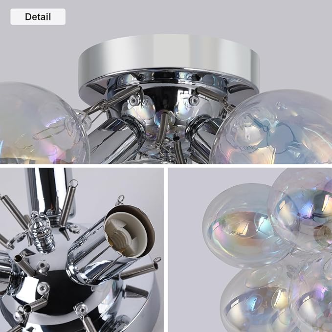 GoYeel Glass Bubble Chandelier Lighting Colorful Bedroom Ceiling Light - Image 4