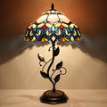 Tiffany Table Lamp, W12H19 Inch, Metal Leaf Base by LXHCYOU