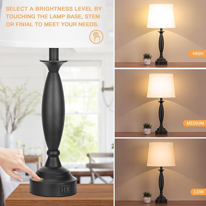 Seealle White Lamps for Bedrooms Set of 2 - Image 2