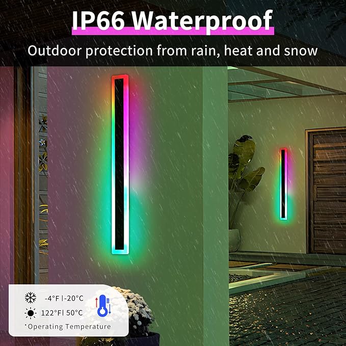 39inch Modern Long Wall lights Outdoor, 10 Colour Variations Dimmable Wall - Image 5