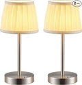 PUSU 2 Pack Cordless LED Nickel Table Lamps, Rechargeable 4000mAh 3 Way by PUSU