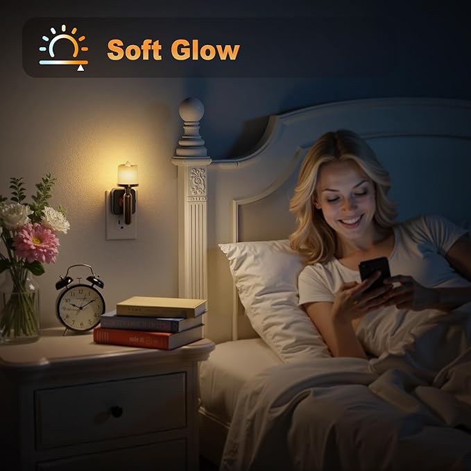 JandCase Candle Night Light, 2 Pack Night Lights Plug into Wall, 3000K Soft - Image 5