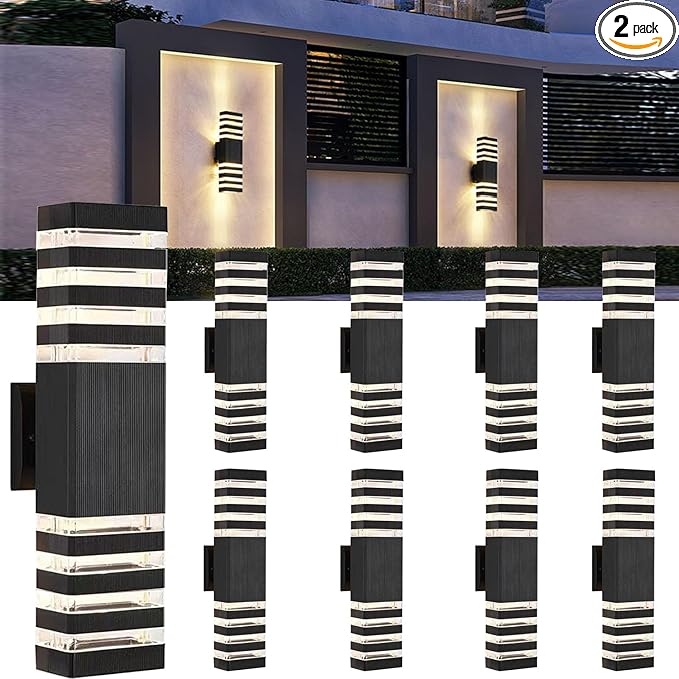 18inch LED Square Up & Down Wall Lights, 24W Outdoor Wall Light 4000K Day White by Yongjishun