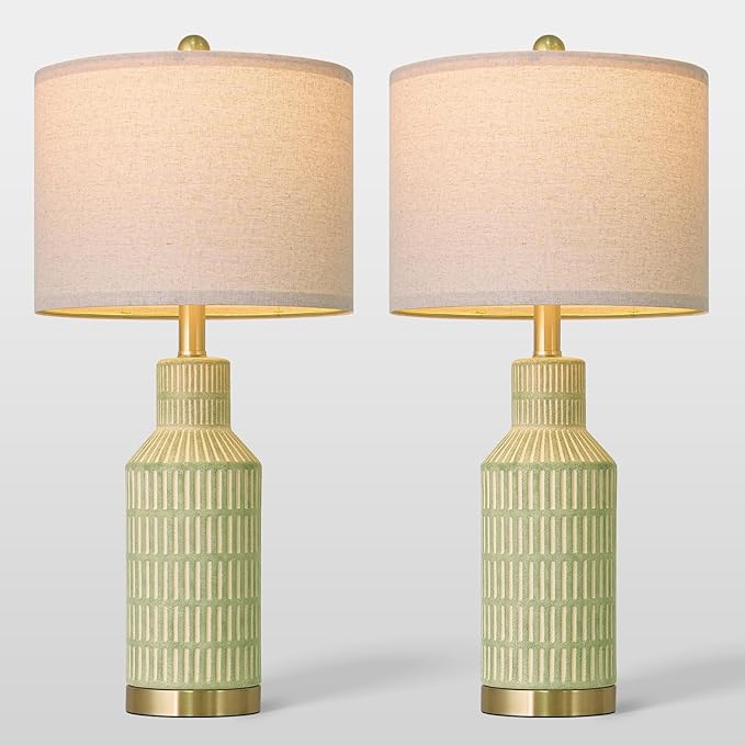 25" Green Ceramic Table Lamp - Image 8