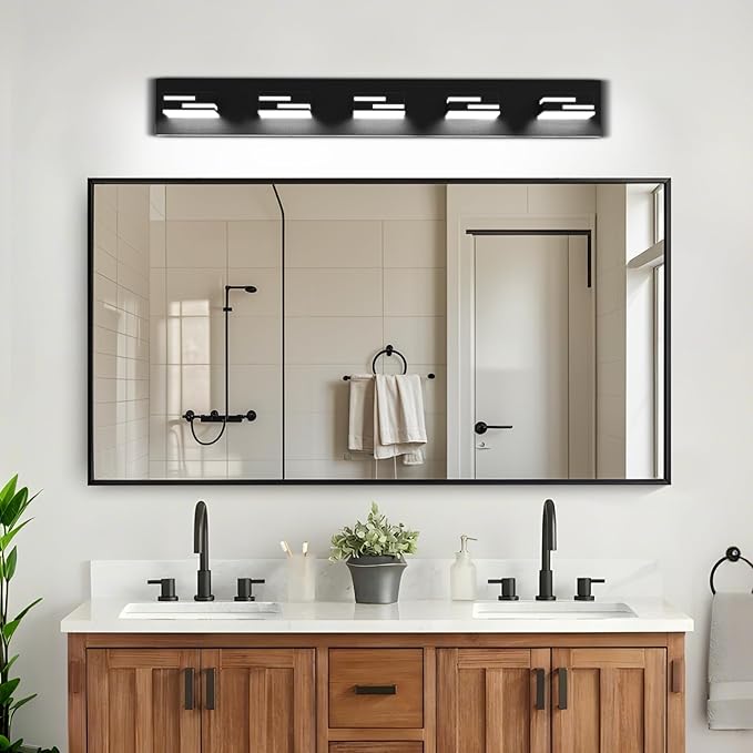 LED Modern Bathroom Vanity Light Fixtures 5-Light 5CCT Dimmable Matte Black - Image 8