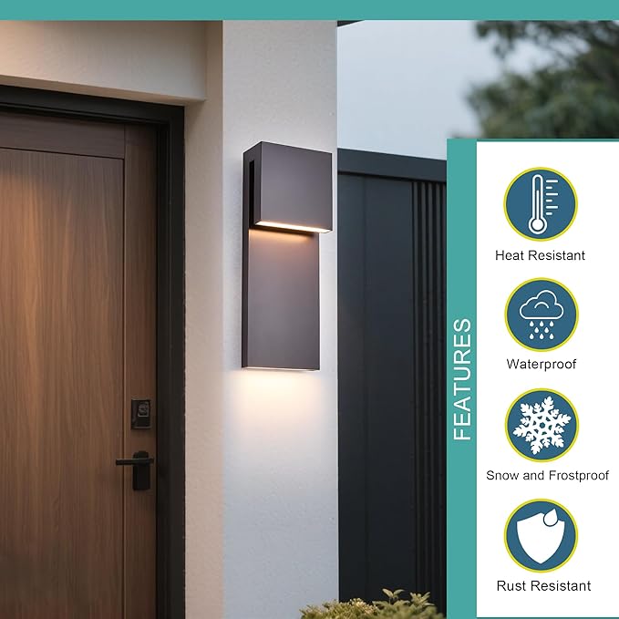 Outdoor Wall Lights Modern Exterior Lighting Fixtures, 3000K Integrated LED - Image 5