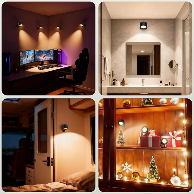 Aomees Wall Lights Battery Operated Wall Sconce, 3 Color Temperatures & 3 - Image 2