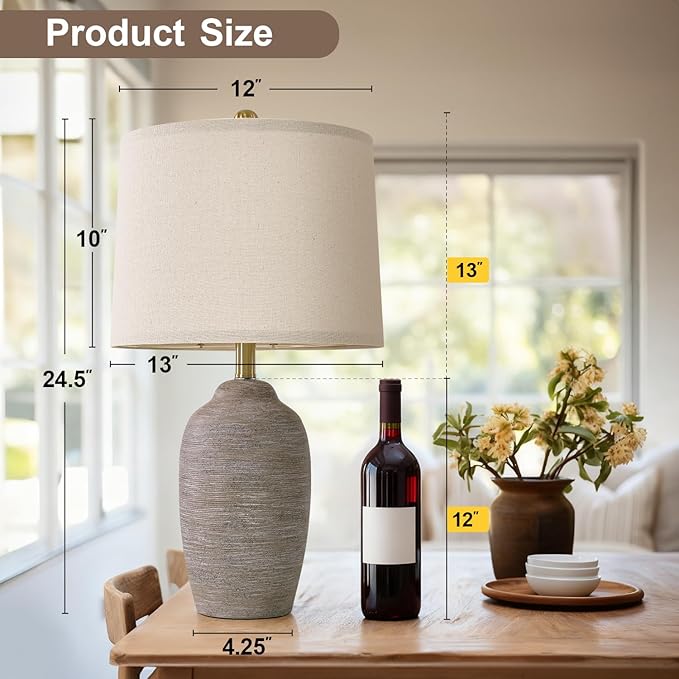 24.5" Handcrafted Ceramic Table Lamp - Image 3