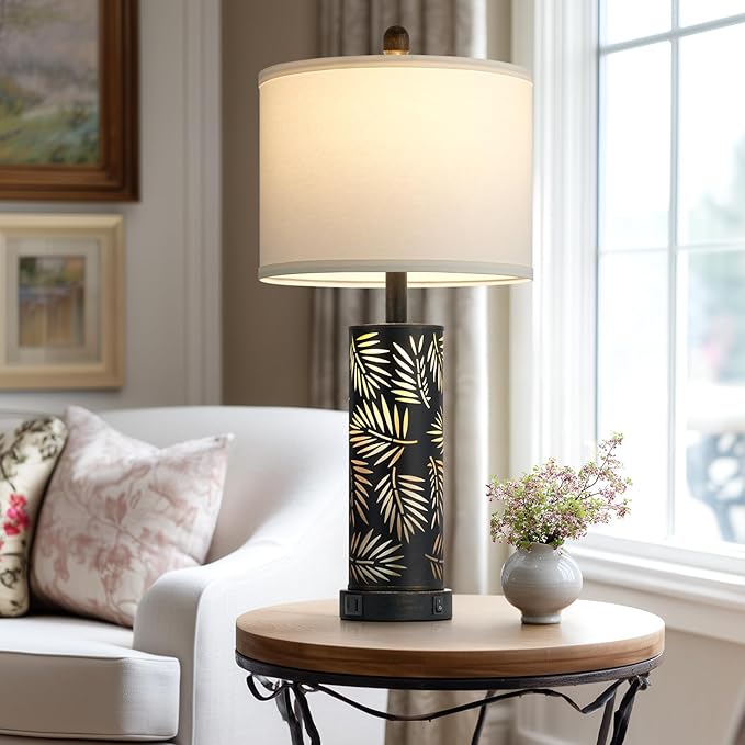 Set of 2 Rustic Table Lamps for Living Room Bedroom, Vintage Farmhouse - Image 2