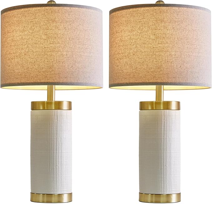 24.5" Modern Ceramic White Bedside Lamp - Image 7